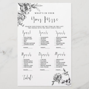 Gothic Hand drawn Flowers bridal shower game flyer