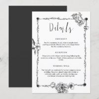 Gothic Hand drawn Flowers Detail Enclosure Card