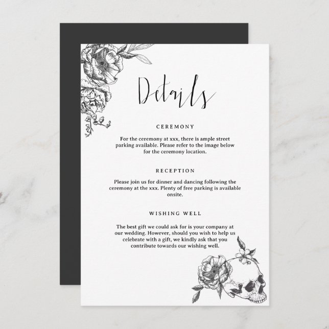 Gothic Hand drawn Flowers Detail Enclosure Card (Front/Back)