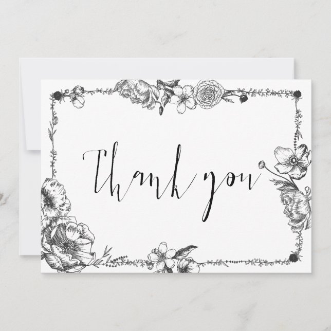 Gothic Hand drawn Flowers Skull bridesmaid card (Front)