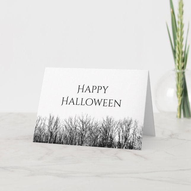 Gothic Happy Halloween Haunted Woods Holiday Card (Front)