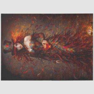 Gothic Harlequin Woman Decoupage Paper – Dark 