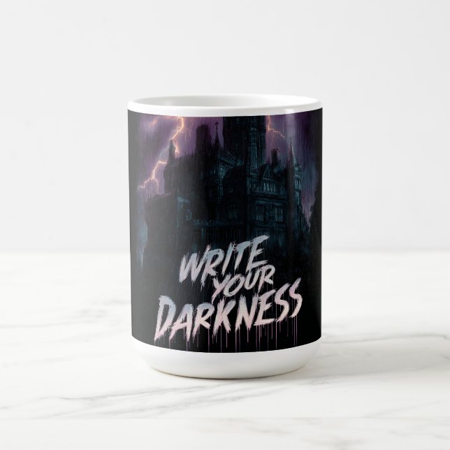 Gothic Haunted Castle Under Thunderstorm with Text Coffee Mug (Center)