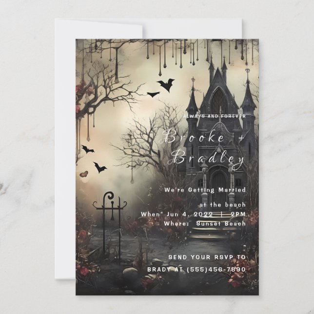 Gothic Haunted Castle Wedding Invitation (Front)