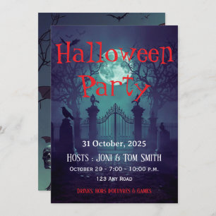 Gothic Haunted Gate Invitation   Spooky Halloween 