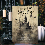 Gothic Haunted House Halloween Party Invitation<br><div class="desc">This eerie and enchanting invitation features a haunted house silhouetted against a foggy sky, with flying bats swirling around it. The words "Let's Get Spooky" are written in a gothic font, adding to the invitation's ominous feel. It's the perfect way to invite your friends to a spine-chilling Halloween party where...</div>