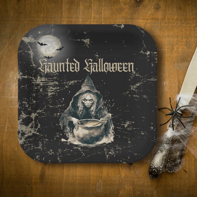 Gothic Haunted House Witch Halloween Costume Party Paper Plate (Creator Uploaded)