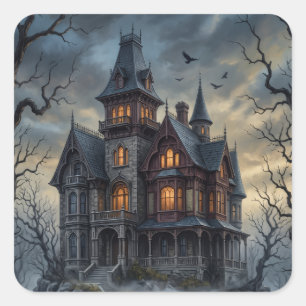 Gothic Haunted Mansion Victorian Dark Academia Square Sticker