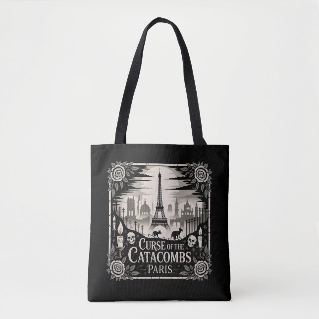 Gothic Haunted Skyline Paris Halloween Design  Tote Bag (Front)