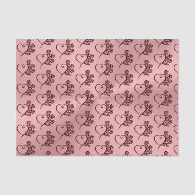 Gothic heart and scarlet roses on rose-gold tissue paper (Front)