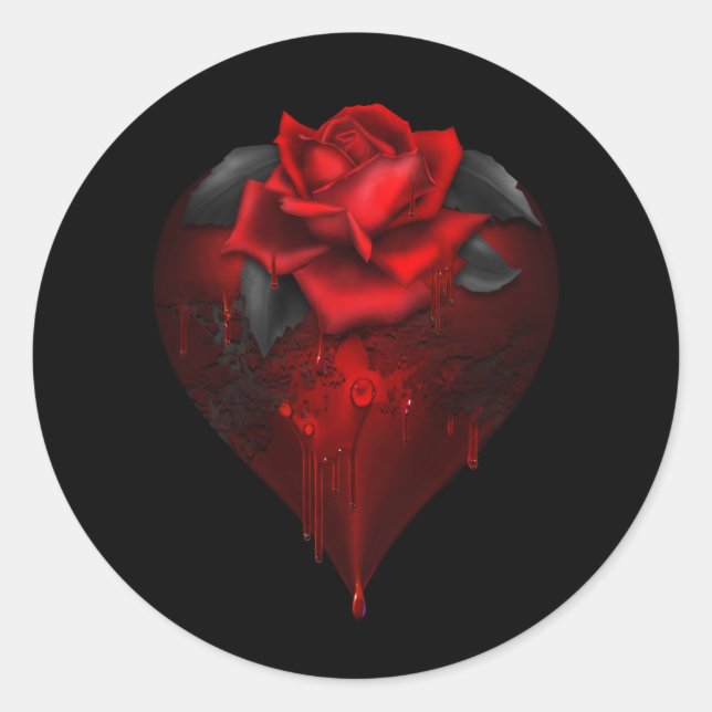 Gothic Heart Classic Round Sticker (Front)