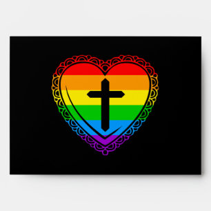 Gothic Heart & Cross (Black + Rainbow) Envelopes