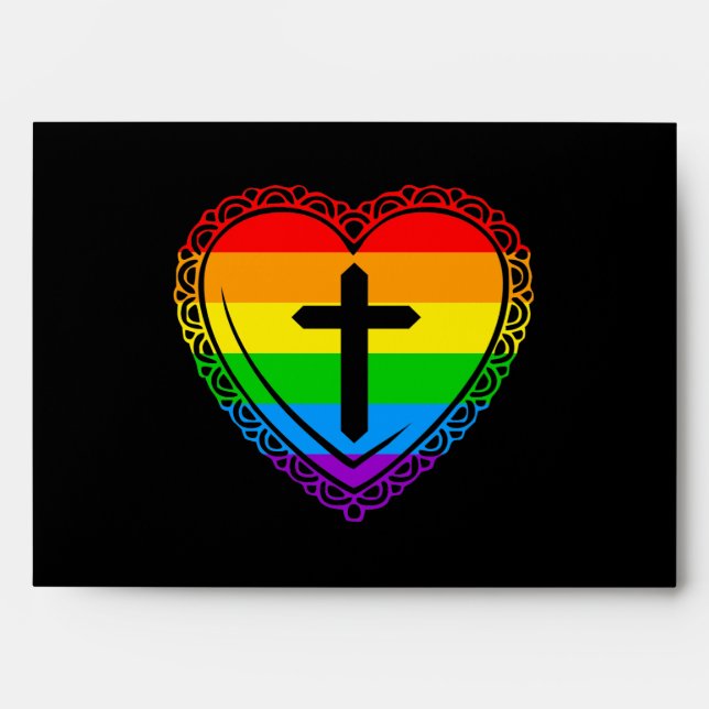 Gothic Heart & Cross (Black + Rainbow) Envelopes (Front)