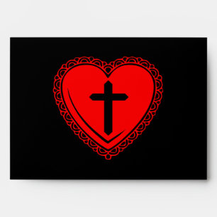 Gothic Heart + Cross Envelopes (Black + Red)