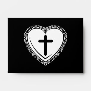 Gothic Heart & Cross Envelopes (Black + White)