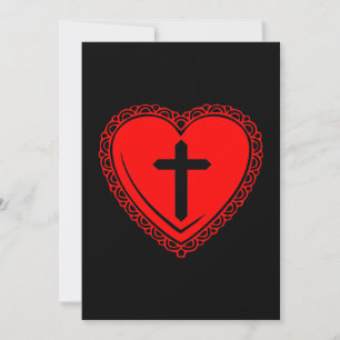 Gothic Heart + Cross Invitations (Black + Red)