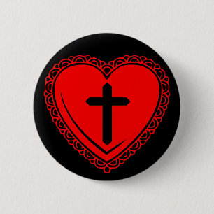 Gothic Heart + Cross Pin (Black + Red)