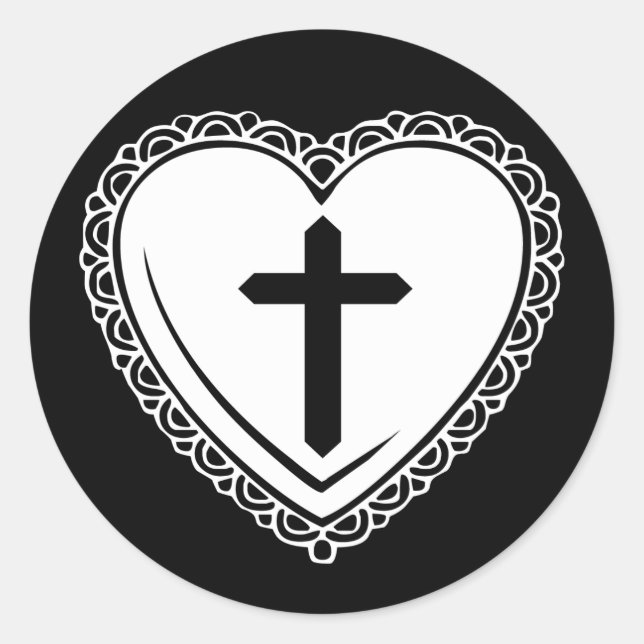 Gothic Heart + Cross Stickers (Black + White) (Front)