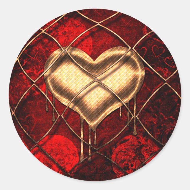 Gothic Heart Custom Classic Round Sticker (Front)