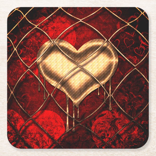 Gothic Heart Custom Square Paper Coaster (Front)