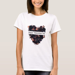Gothic heart made of black flowers. Dark romance. T-Shirt