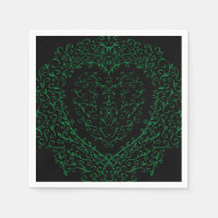 Gothic Heart-Paper Napkin Green & Black 3