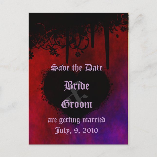 Gothic Heart Save the Date Postcard (Front)