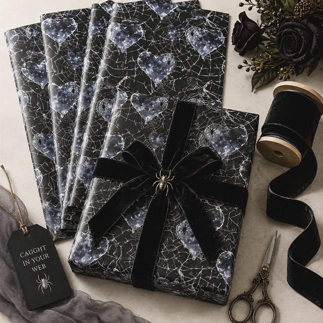 Gothic Heart Spider Web Wrapping Paper (Creator Uploaded)