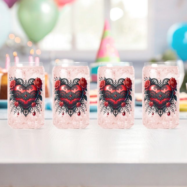 Gothic Heart Valentine Glasses (Insitu (Birthday))
