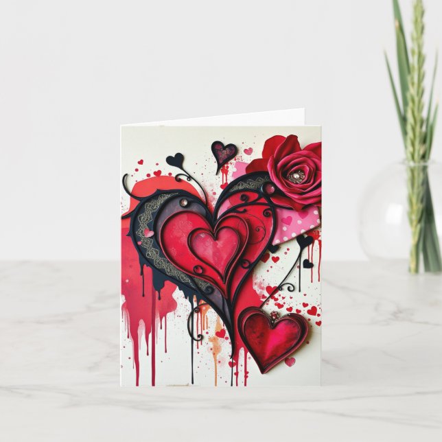 Gothic Heart Valentines Card (Front)