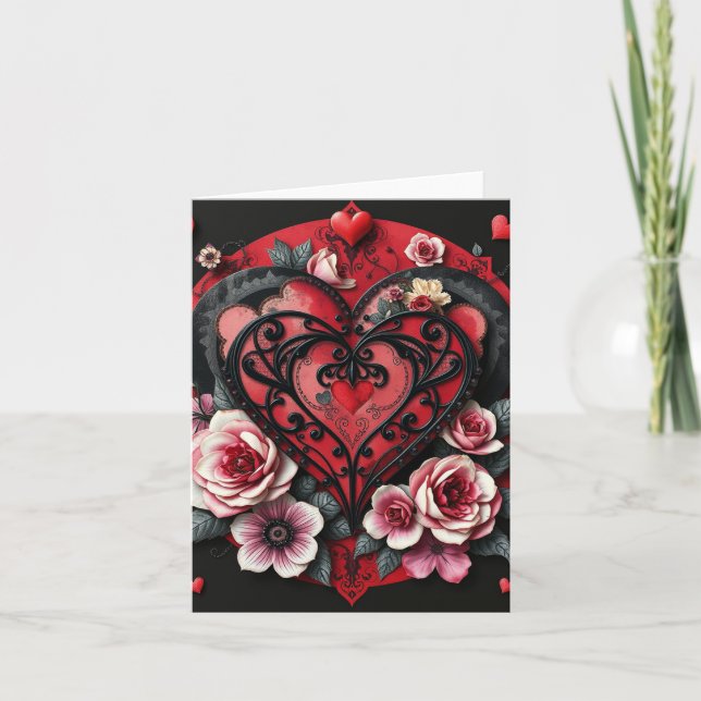 Gothic Heart Valentines Card (Front)
