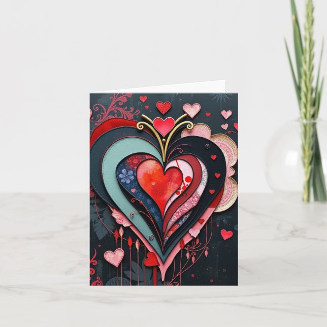Gothic Heart Valentines  Card (Front)