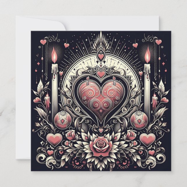 Gothic Heart Valentines Day Holiday Card (Front)