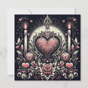 Gothic Heart Valentines Day Holiday Card