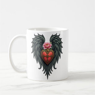 Gothic Heart with Bloom and Wings.  Coffee Mug