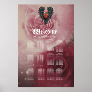 Gothic Heart with Bloom and Wings. Poster