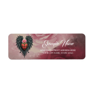 Gothic Heart with Bloom and Wings. Return Address Label