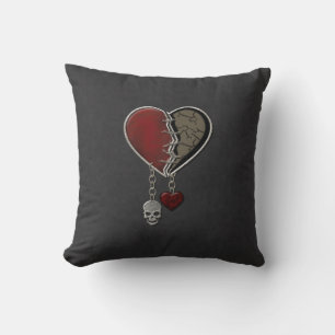 Gothic Heart with Skull Cushion