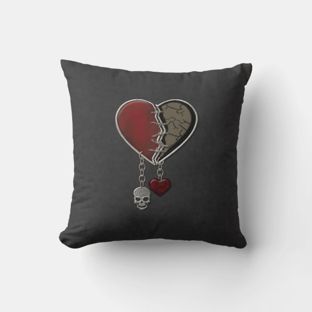Gothic Heart with Skull Cushion (Front)