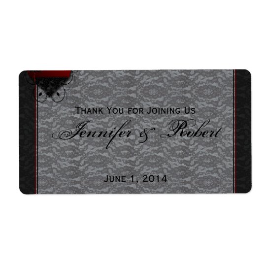 Gothic Hearts and Roses Elegant Water Bottle Label Shipping Label