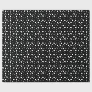 Gothic Hearts Black and White  Wrapping Paper