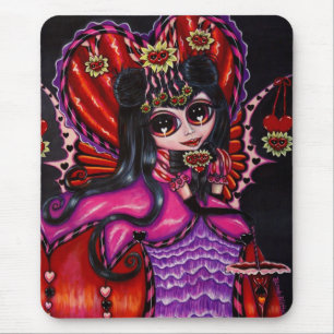 Gothic Hearts & Flowers Victorian Fairy Girl Doll Mouse Pad