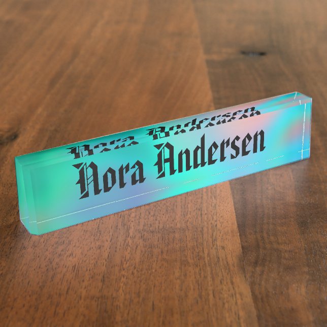 Gothic holographic grunge distressed nameplate (Side)