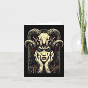 Gothic horns occult witch fantasy demon girl card