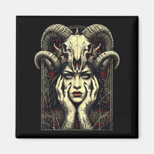 Gothic horns occult witch fantasy demon girl  magnet