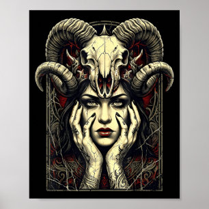 Gothic horns occult witch fantasy demon girl poster