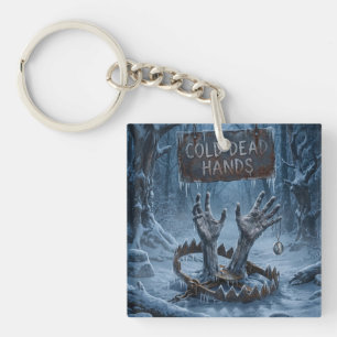 Gothic Horror Illustration of Frozen Hands Key Ring