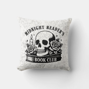 Gothic Horror Midnight Reader's Skull Book Lover Cushion