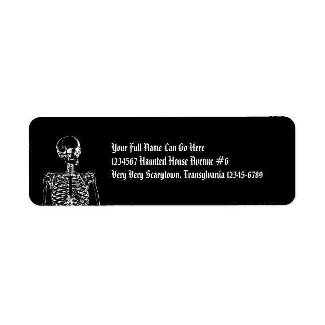 Gothic Horror Skeleton Return Address Label (Front)