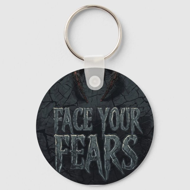 Gothic Horror Spider – Creepy Face Your Fears Key Ring (Front)